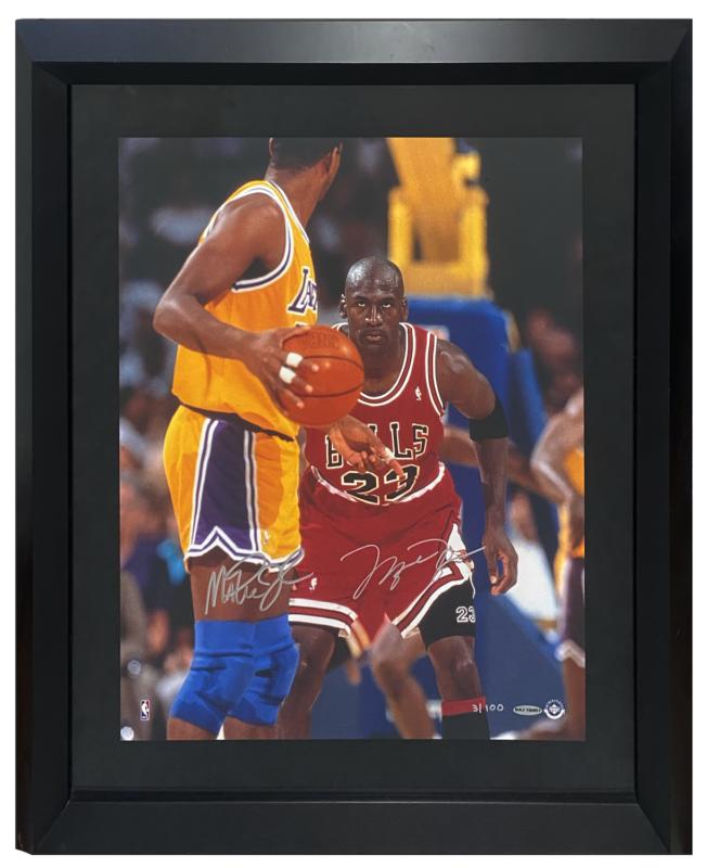 Michael Jordan & Magic Johnson Signed LE "Focus" Custom Framed Photo (UDA) at PristineAuction.com Michael Jordan & Magic Johnson Signed LE "Focus" Custom Framed Photo (UDA) at PristineAuction.com
