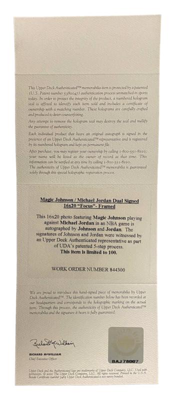 Michael Jordan & Magic Johnson Signed LE "Focus" Custom Framed Photo (UDA) at PristineAuction.com Michael Jordan & Magic Johnson Signed LE "Focus" Custom Framed Photo (UDA) at PristineAuction.com
