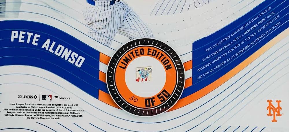 Pete Alonso LE Mets Custom Framed Game-Used Baseball Piece Collage (MLB) at PristineAuction.com Pete Alonso LE Mets Custom Framed Game-Used Baseball Piece Collage (MLB) at PristineAuction.com