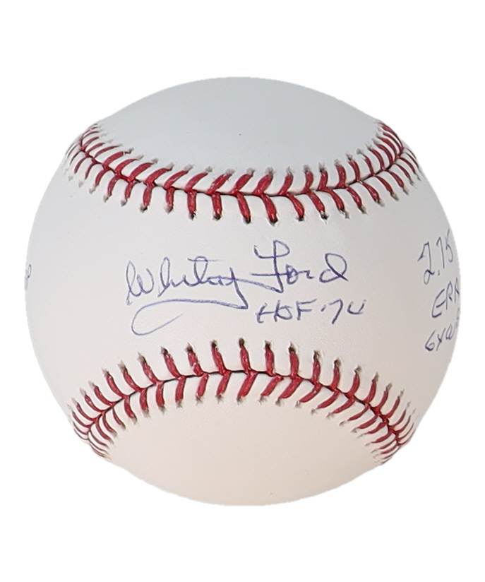 Whitey Ford Signed OML Baseball with Multiple Career Stat Inscriptions (PSA) at PristineAuction.com Whitey Ford Signed OML Baseball with Multiple Career Stat Inscriptions (PSA) at PristineAuction.com