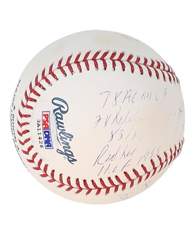 Jim Rice Signed OML Baseball with Multiple Career Stat Inscriptions (MAB & PSA) at PristineAuction.com Jim Rice Signed OML Baseball with Multiple Career Stat Inscriptions (MAB & PSA) at PristineAuction.com