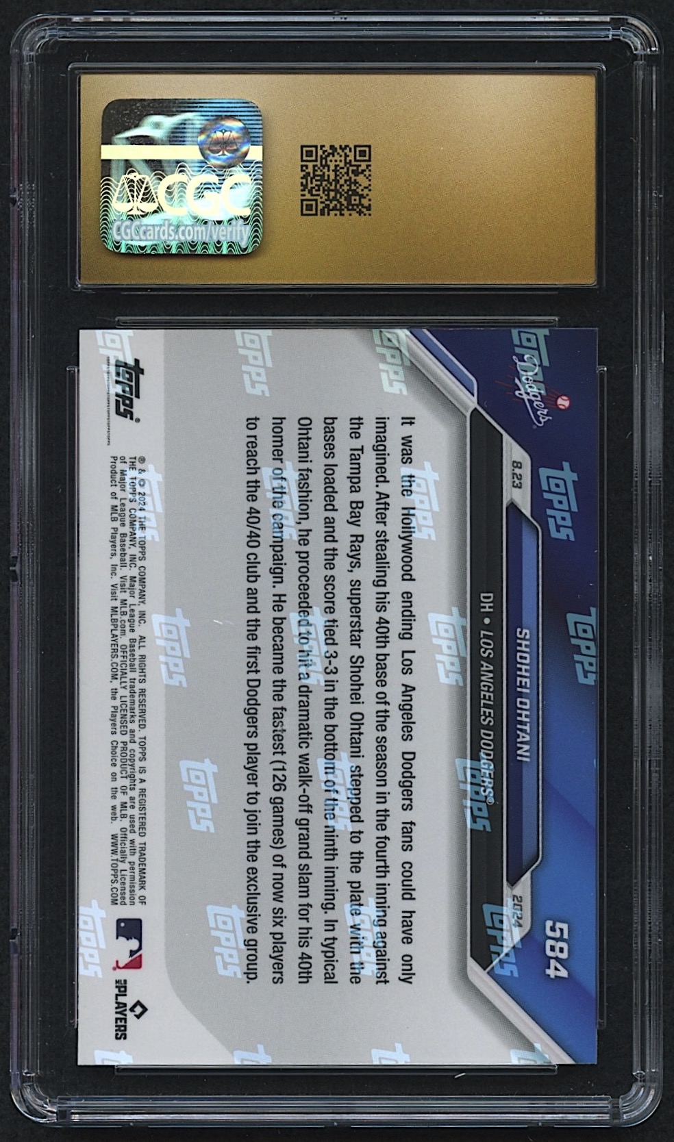 Shohei Ohtani 2024 Topps Now #584 | 40/40 Club (CGC 10 | Black Label) at PristineAuction.com Shohei Ohtani 2024 Topps Now #584 | 40/40 Club (CGC 10 | Black Label) at PristineAuction.com
