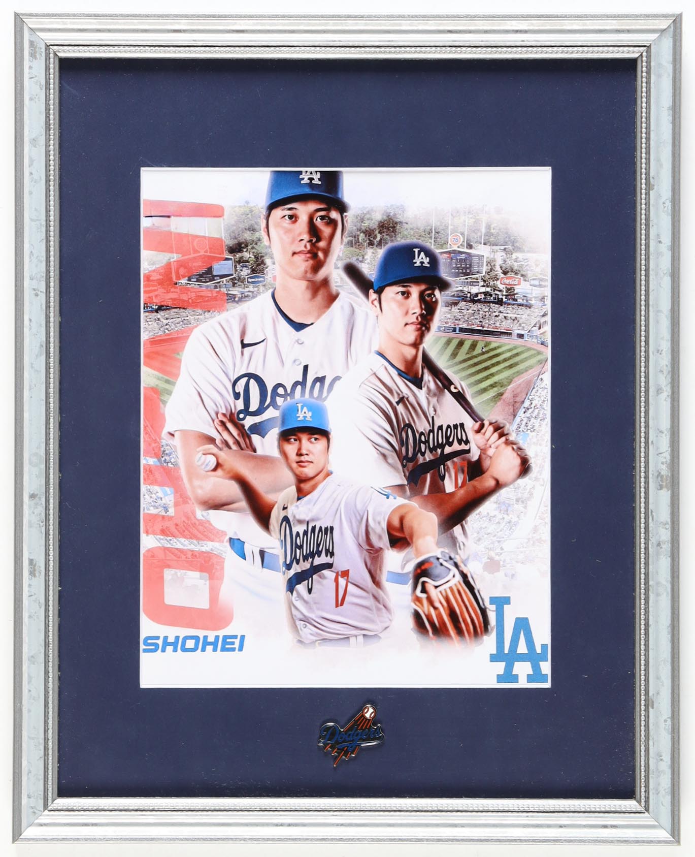 Shohei Ohtani Dodgers Custom Framed Photo Display With Dodgers Pin at PristineAuction.com Shohei Ohtani Dodgers Custom Framed Photo Display With Dodgers Pin at PristineAuction.com