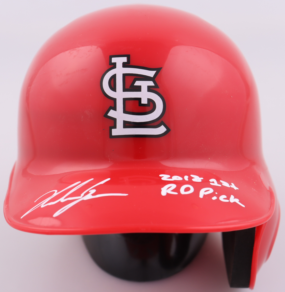 Nolan Gorman Signed Cardinals Mini Batting Helmet Inscribed "2018 1st RD Pick" (JSA) at PristineAuction.com Nolan Gorman Signed Cardinals Mini Batting Helmet Inscribed "2018 1st RD Pick" (JSA) at PristineAuction.com