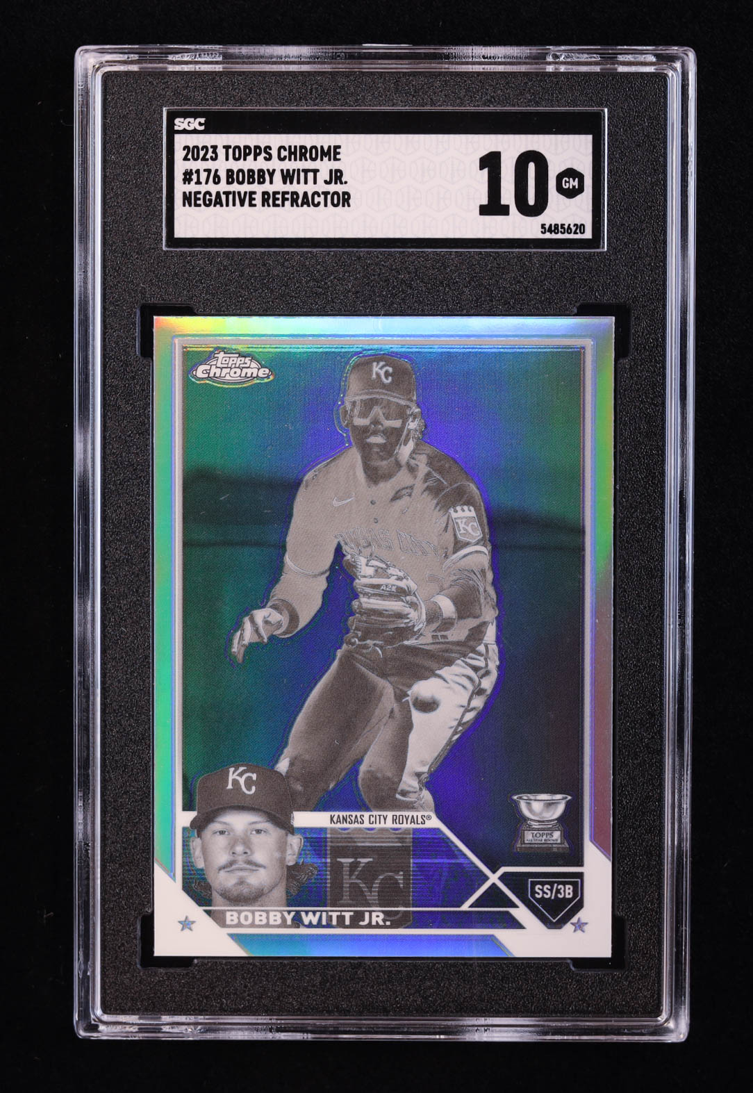 Bobby Witt Jr. 2023 Topps Chrome Negative Refractors #176 (SGC 10) at PristineAuction.com Bobby Witt Jr. 2023 Topps Chrome Negative Refractors #176 (SGC 10) at PristineAuction.com