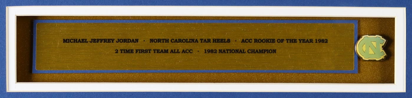 Michael Jordan North Carolina Tar Heels Custom Framed Jersey Display With Vintage Tar Heels Pin & (2) Tar Heels Ceramic Pins at PristineAuction.com Michael Jordan North Carolina Tar Heels Custom Framed Jersey Display With Vintage Tar Heels Pin & (2) Tar Heels Ceramic Pins at PristineAuction.com