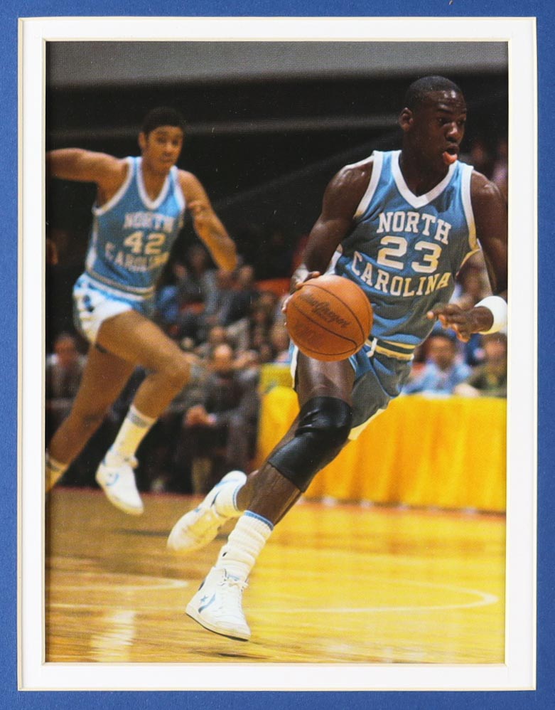 Michael Jordan North Carolina Tar Heels Custom Framed Jersey Display With Vintage Tar Heels Pin & (2) Tar Heels Ceramic Pins at PristineAuction.com Michael Jordan North Carolina Tar Heels Custom Framed Jersey Display With Vintage Tar Heels Pin & (2) Tar Heels Ceramic Pins at PristineAuction.com