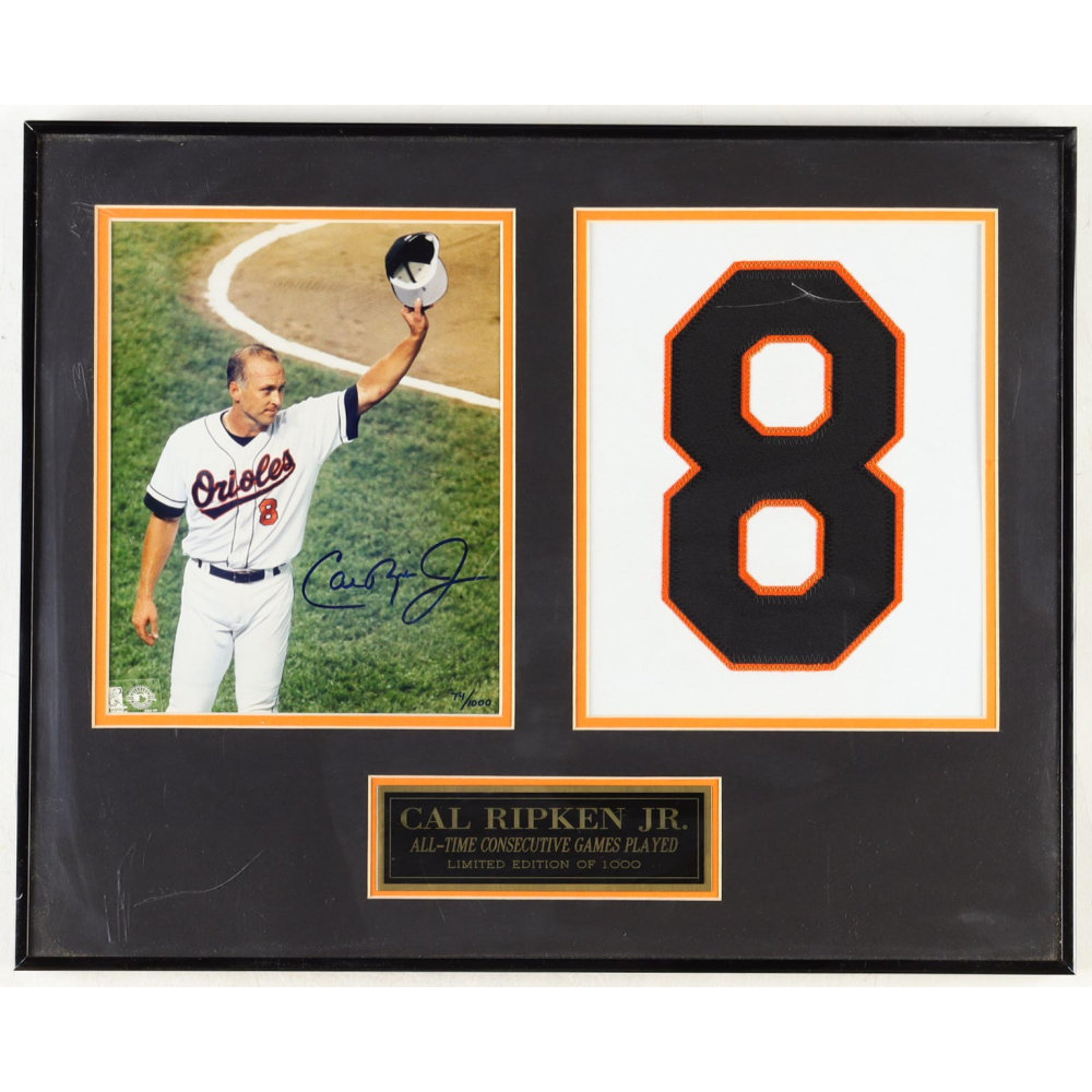 Cal Ripken Jr. Signed LE Orioles Custom Framed Photo Display (Beckett ...