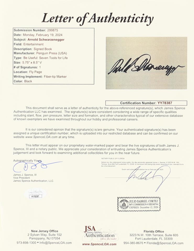 Arnold Schwarzenegger Signed Custom Framed Cut Display (JSA) at PristineAuction.com Arnold Schwarzenegger Signed Custom Framed Cut Display (JSA) at PristineAuction.com