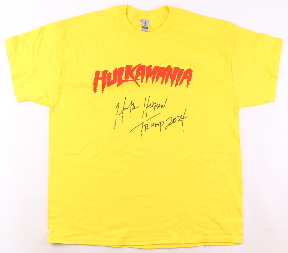 Hulk Hogan Signed WWE "Hulkamania" T-Shirt Inscribed "Trump 2024" (PIA) at PristineAuction.com Hulk Hogan Signed WWE "Hulkamania" T-Shirt Inscribed "Trump 2024" (PIA) at PristineAuction.com
