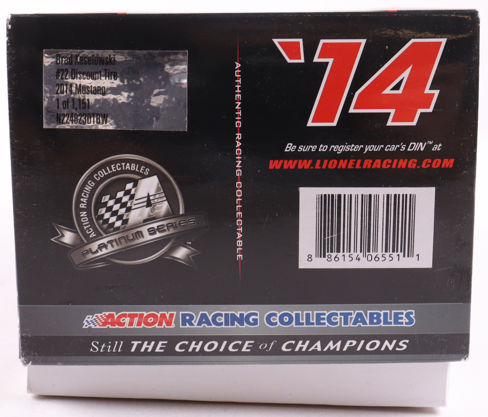 Brad Keselowski Signed LE NASCAR #22 Discount Tire 2014 Mustang 1:24 Scale Diecast Car (Beckett) at PristineAuction.com Brad Keselowski Signed LE NASCAR #22 Discount Tire 2014 Mustang 1:24 Scale Diecast Car (Beckett) at PristineAuction.com