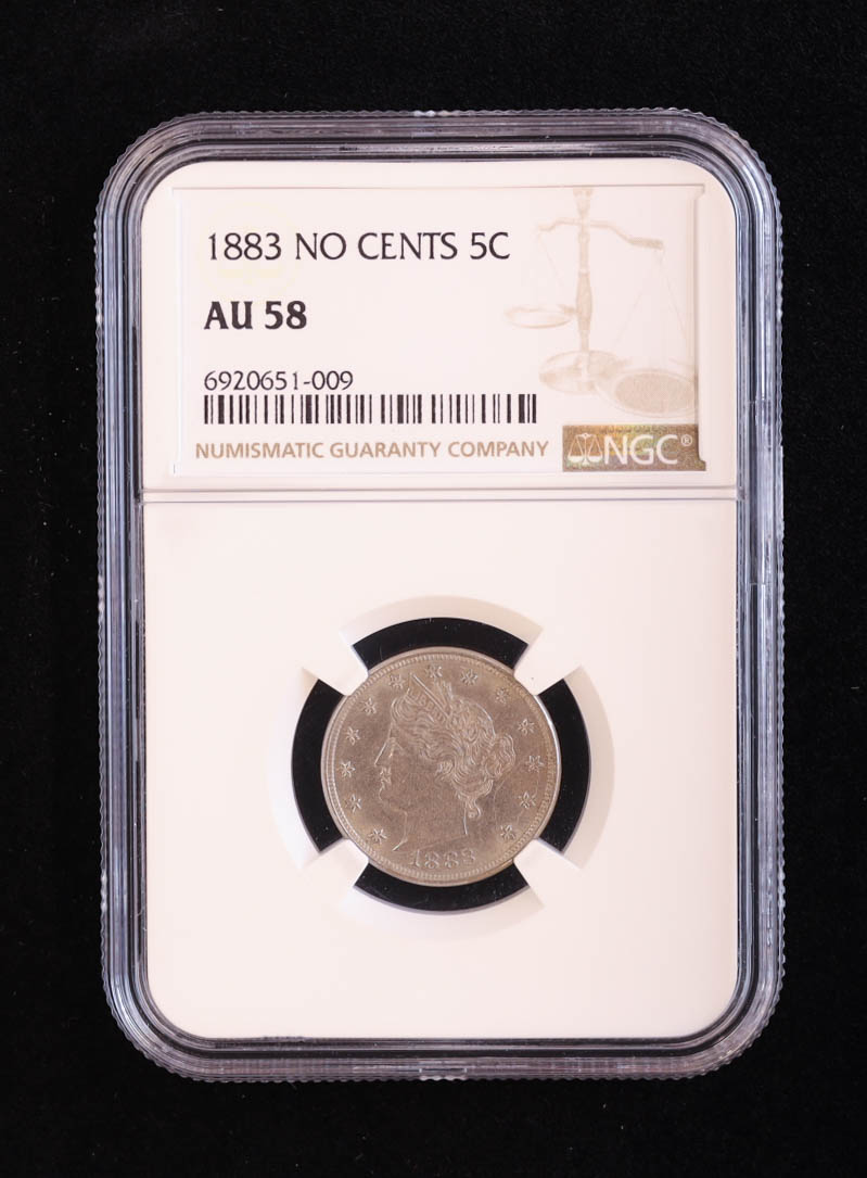 1883 U.S. Liberty Head Nickel - No Cents (NGC AU55) at PristineAuction.com 1883 U.S. Liberty Head Nickel - No Cents (NGC AU55) at PristineAuction.com
