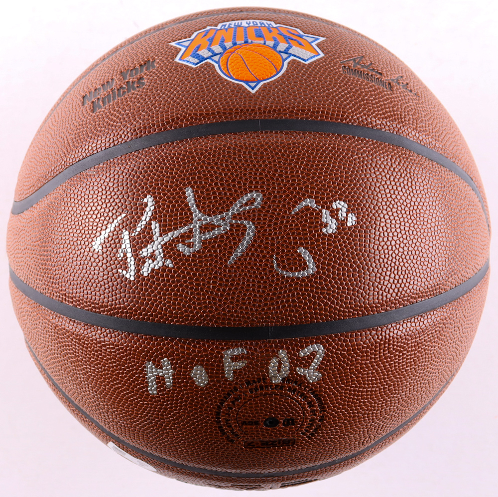 Patrick Ewing Signed Knicks Logo NBA Basketball Inscribed "HOF 02" (Beckett) at PristineAuction.com Patrick Ewing Signed Knicks Logo NBA Basketball Inscribed "HOF 02" (Beckett) at PristineAuction.com