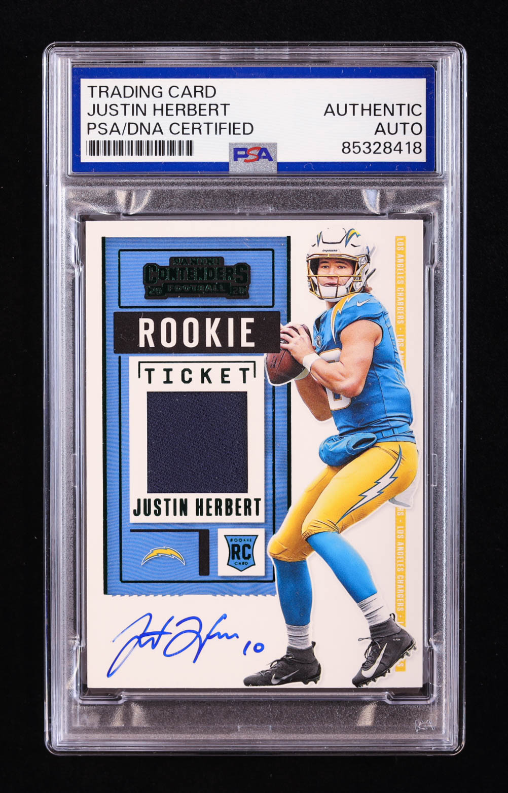 Justin Herbert Signed 2020 Panini Contenders Rookie Ticket Swatches #4 RC (PSA) at PristineAuction.com Justin Herbert Signed 2020 Panini Contenders Rookie Ticket Swatches #4 RC (PSA) at PristineAuction.com
