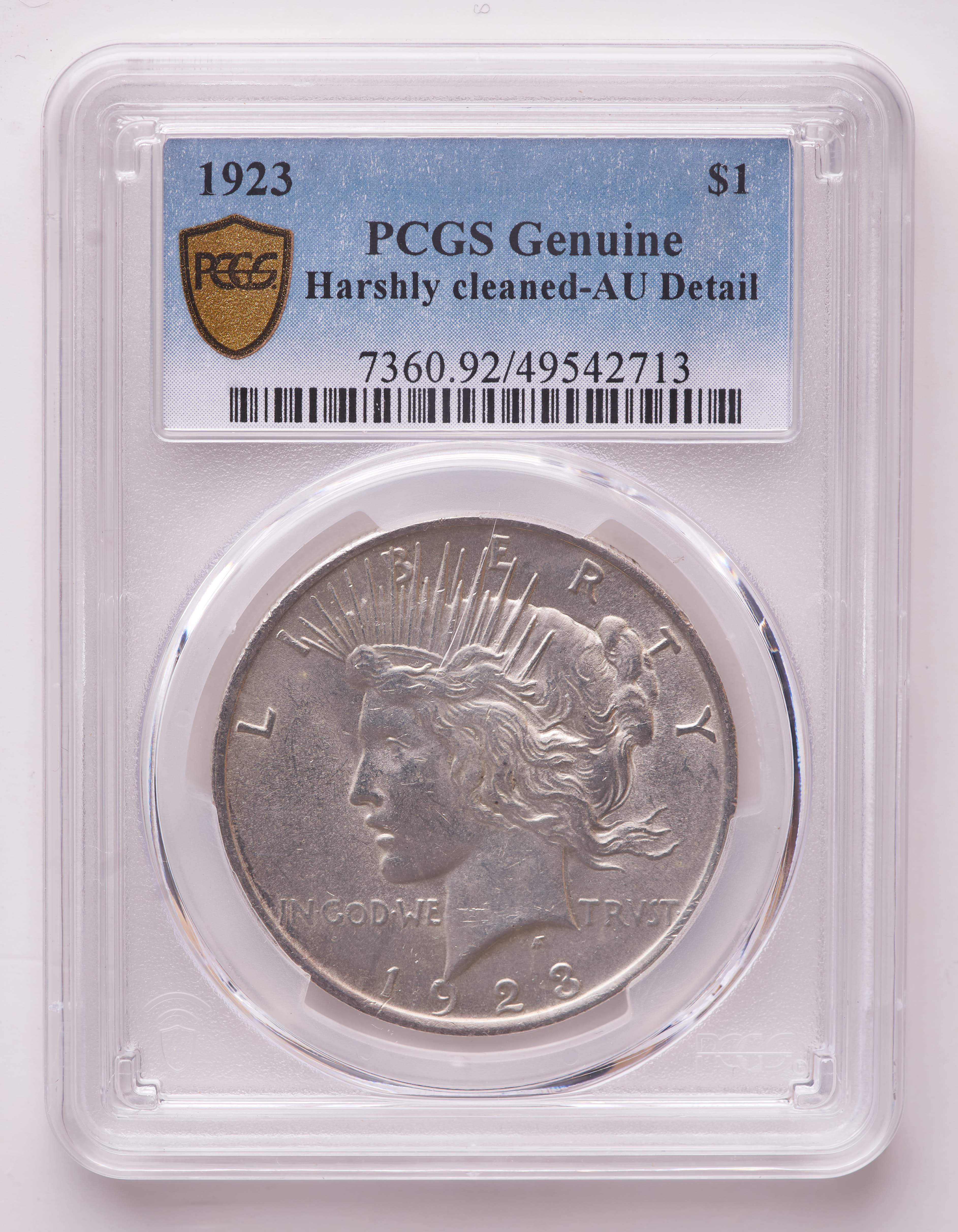 1923 Peace Silver Dollar (PCGS AU Details) at PristineAuction.com 1923 Peace Silver Dollar (PCGS AU Details) at PristineAuction.com