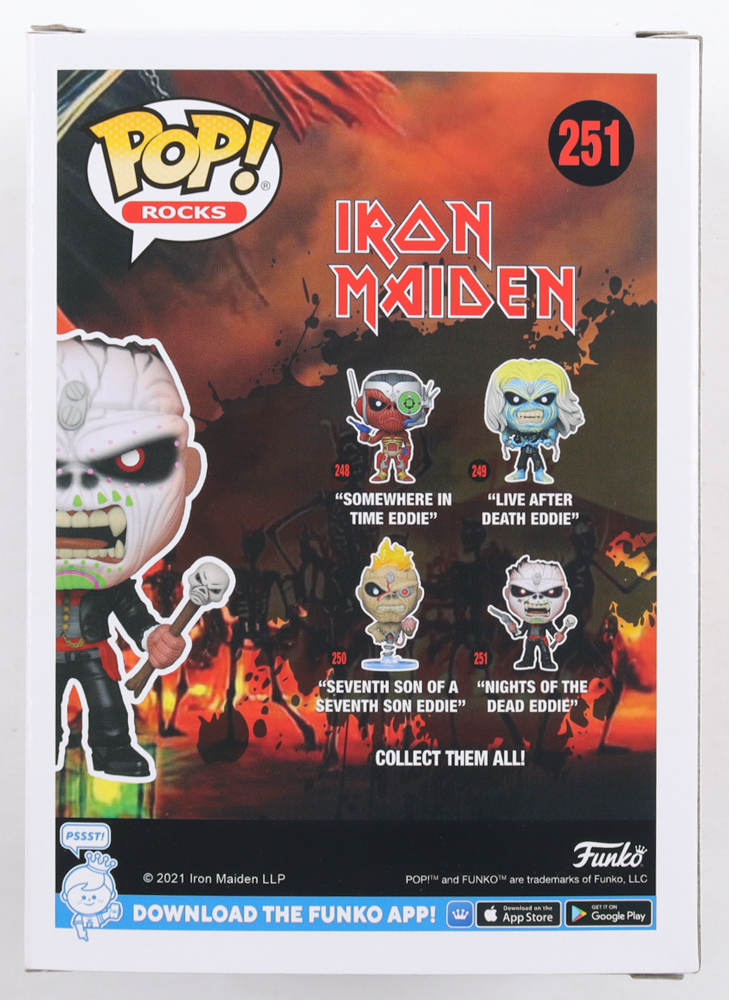 Derek Riggs Signed Iron Maiden #251 "Nights of the Dead Eddie" Funko Pop! Vinyl Figure with Hand-Drawn Sketch (JSA) at PristineAuction.com Derek Riggs Signed Iron Maiden #251 "Nights of the Dead Eddie" Funko Pop! Vinyl Figure with Hand-Drawn Sketch (JSA) at PristineAuction.com