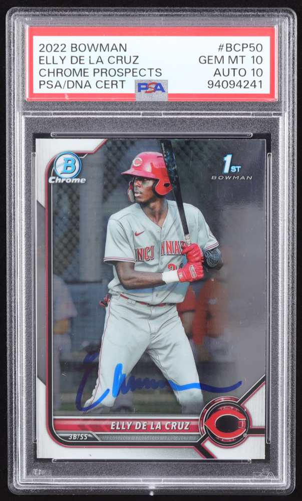 Elly De La Cruz Signed 2022 Bowman Chrome Prospects #BCP50 RC (PSA 10 | Auto 10) at PristineAuction.com Elly De La Cruz Signed 2022 Bowman Chrome Prospects #BCP50 RC (PSA 10 | Auto 10) at PristineAuction.com