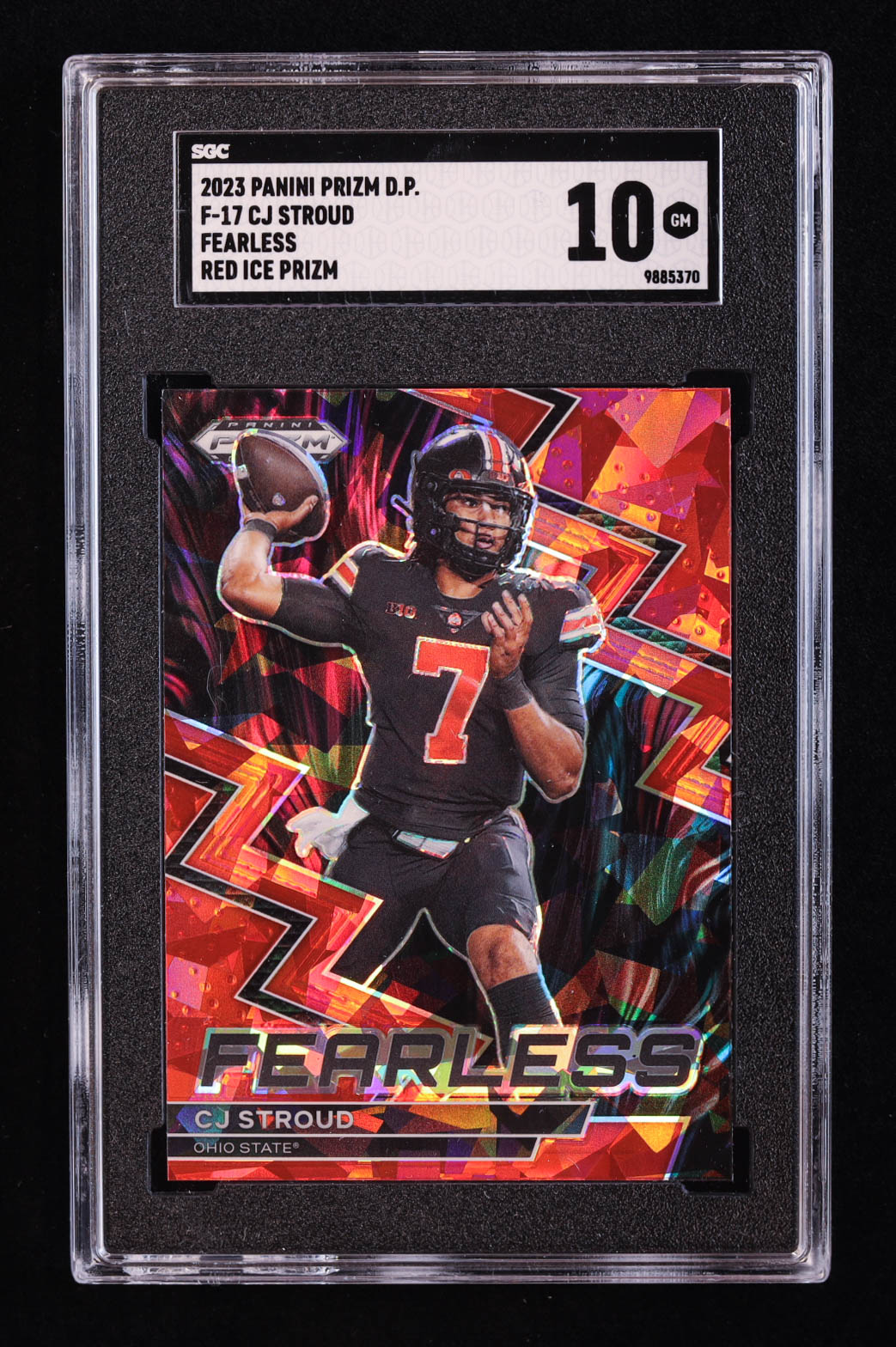 CJ Stroud 2023 Panini Prizm Draft Picks Fearless Red Ice #17 RC (SGC 10) at PristineAuction.com CJ Stroud 2023 Panini Prizm Draft Picks Fearless Red Ice #17 RC (SGC 10) at PristineAuction.com