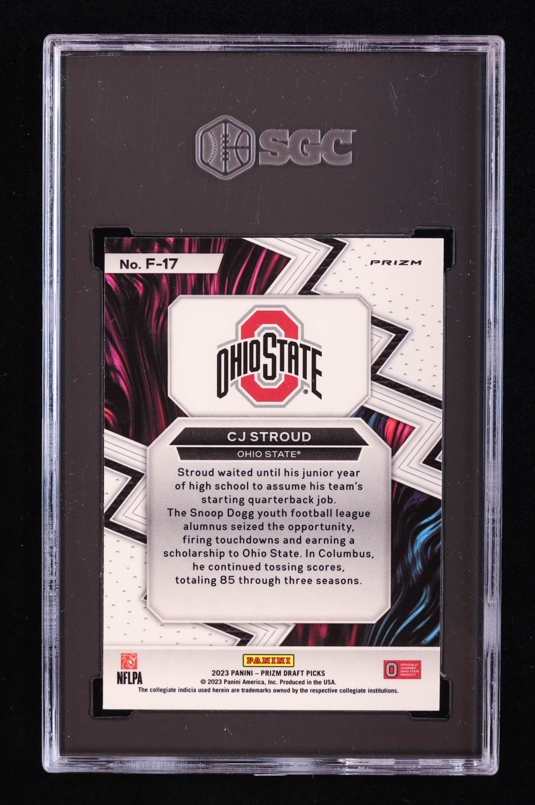 CJ Stroud 2023 Panini Prizm Draft Picks Fearless Red Ice #17 RC (SGC 10) at PristineAuction.com CJ Stroud 2023 Panini Prizm Draft Picks Fearless Red Ice #17 RC (SGC 10) at PristineAuction.com