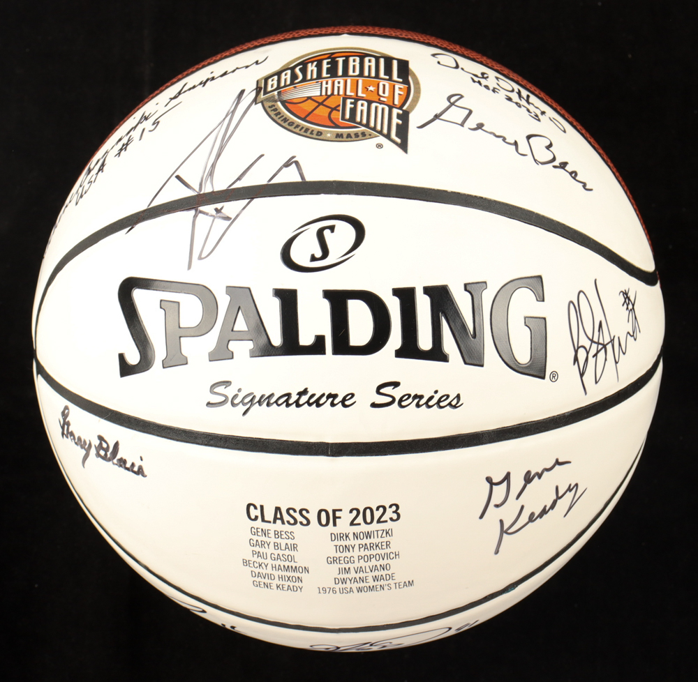 NBA Class Of 2023 Hall Of Fame Logo Signature Series Basketball Signed By (10) With Dwayne Wade, Tony Parker, Dirk Nowitzki, Gregg Popovich (NBA Hall Of Fame) at PristineAuction.com NBA Class Of 2023 Hall Of Fame Logo Signature Series Basketball Signed By (10) With Dwayne Wade, Tony Parker, Dirk Nowitzki, Gregg Popovich (NBA Hall Of Fame) at PristineAuction.com