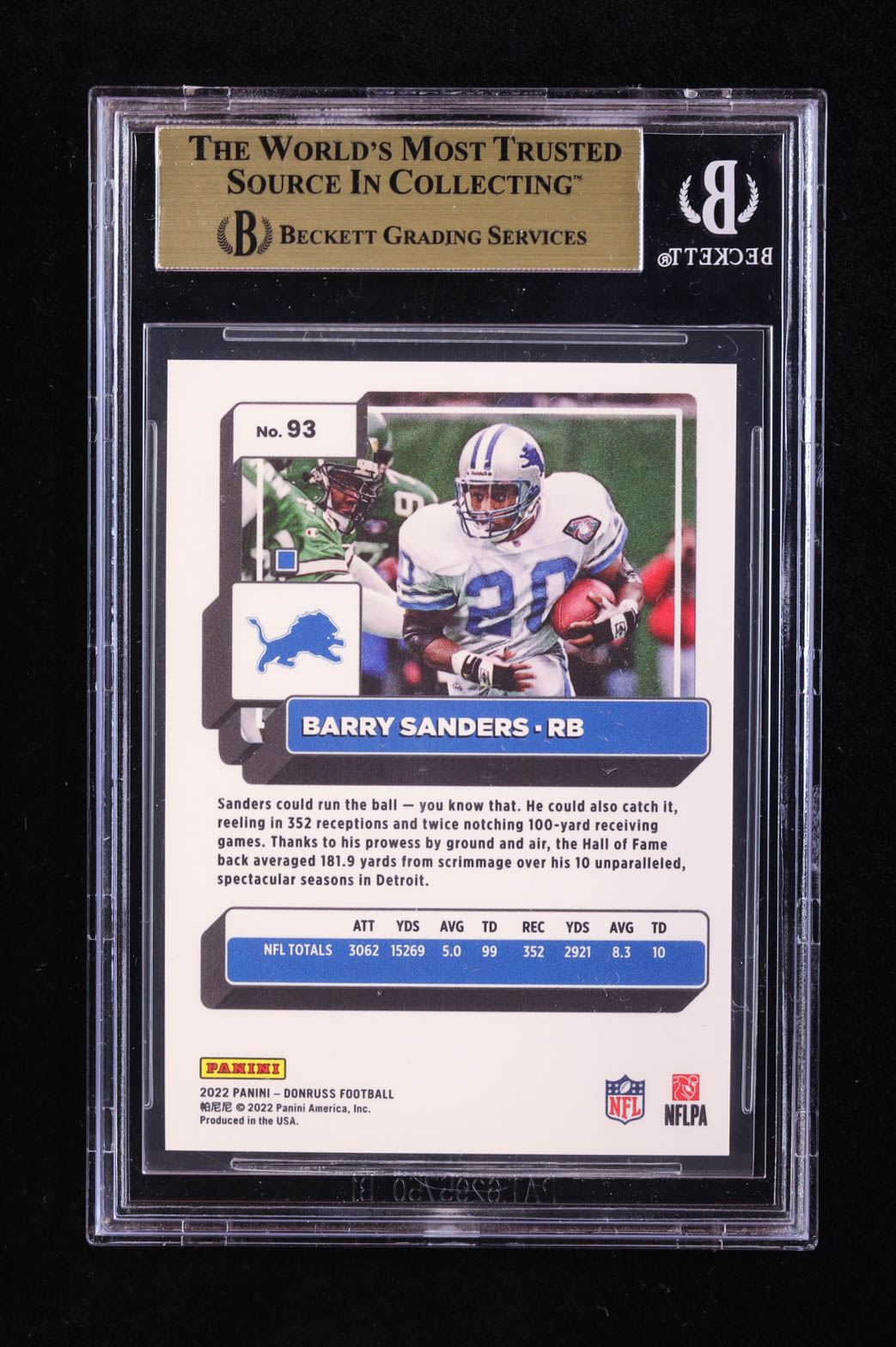 Barry Sanders 2022 Donruss Press Proof Premium #93 (BGS 9.5) at PristineAuction.com Barry Sanders 2022 Donruss Press Proof Premium #93 (BGS 9.5) at PristineAuction.com