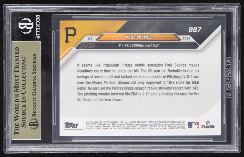Paul Skenes 2024 Topps Now #667 RC (BGS 9.5) at PristineAuction.com Paul Skenes 2024 Topps Now #667 RC (BGS 9.5) at PristineAuction.com