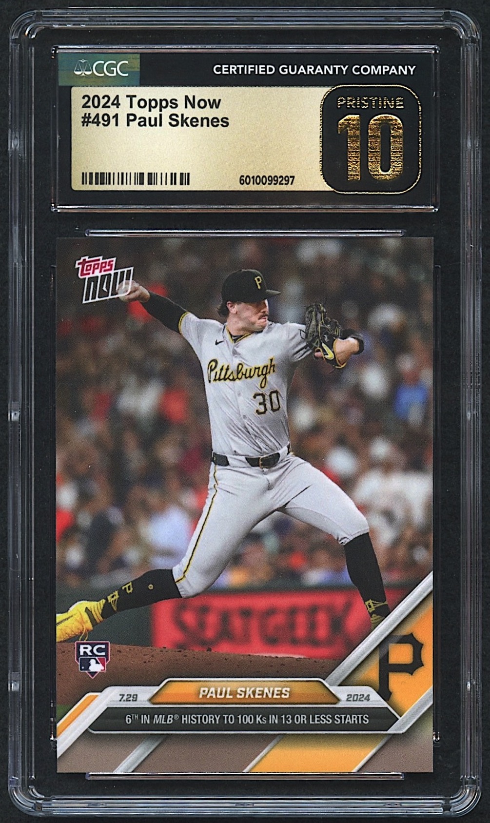 Paul Skenes 2024 Topps Now #491 RC (CGC 10 | Black Label) at PristineAuction.com Paul Skenes 2024 Topps Now #491 RC (CGC 10 | Black Label) at PristineAuction.com