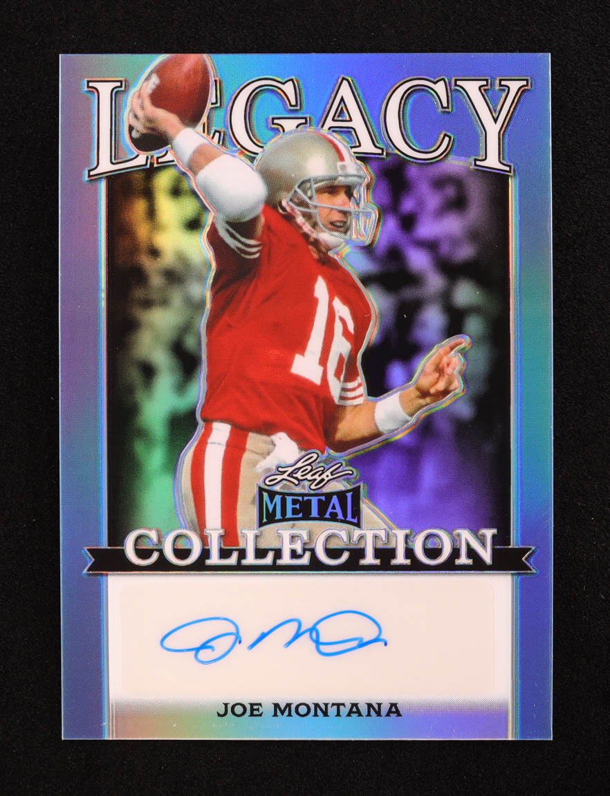Joe Montana 2024 Leaf Legacy Collection #BA-JM13 Autograph Platinum Blue Prismatic SP Variation #6/25 at PristineAuction.com Joe Montana 2024 Leaf Legacy Collection #BA-JM13 Autograph Platinum Blue Prismatic SP Variation #6/25 at PristineAuction.com
