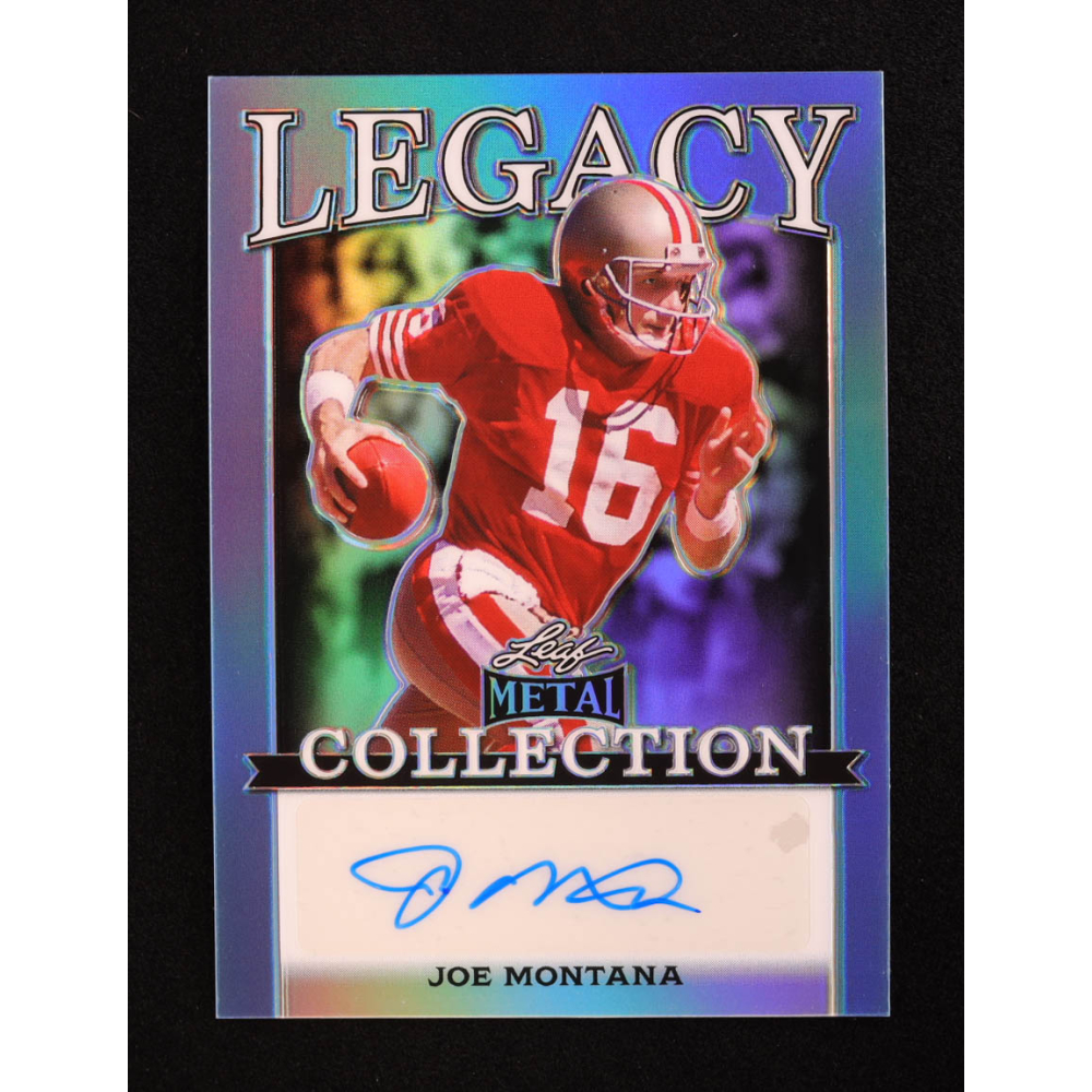 Joe Montana 2024 Leaf Legacy Collection #BA-JM12 Autograph Platinum Blue Prismatic SP Variation #14/25 at PristineAuction.com