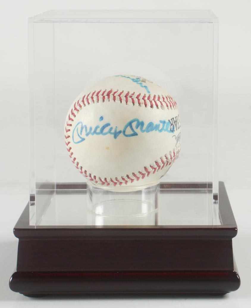 Wilson All-Star Baseball Signed By (4) With Mickey Mantle, Joe DiMaggio, Willie Mays, & Duke Snider With Display Case (PSA) at PristineAuction.com Wilson All-Star Baseball Signed By (4) With Mickey Mantle, Joe DiMaggio, Willie Mays, & Duke Snider With Display Case (PSA) at PristineAuction.com