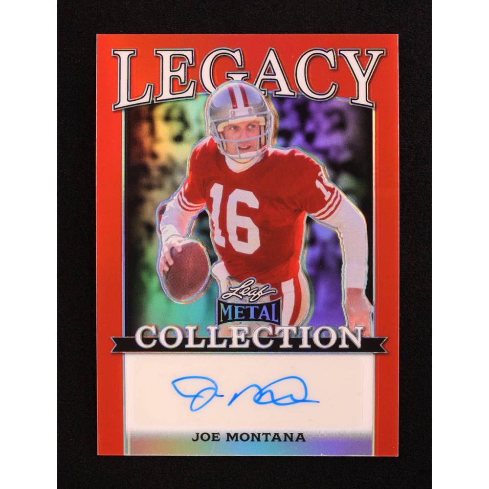 Joe Montana 2024 Leaf Legacy Collection #BA-JM11 Autograph Red Prismatic SP Variation #2/3 at PristineAuction.com