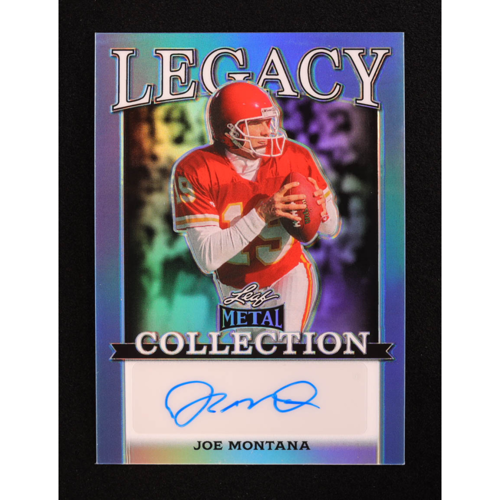 Joe Montana 2024 Leaf Legacy Collection #BA-JM10 Autograph Platinum Blue Prismatic SP Variation #24/25 at PristineAuction.com