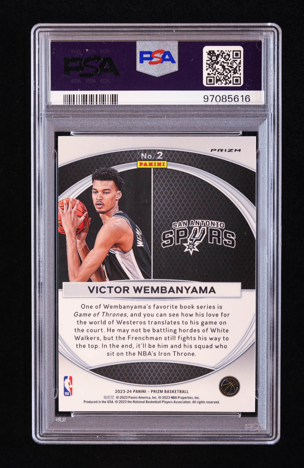 Victor Wembanyama 2023-24 Panini Prizm Global Reach Prizms Silver #2 RC (PSA 10) at PristineAuction.com Victor Wembanyama 2023-24 Panini Prizm Global Reach Prizms Silver #2 RC (PSA 10) at PristineAuction.com