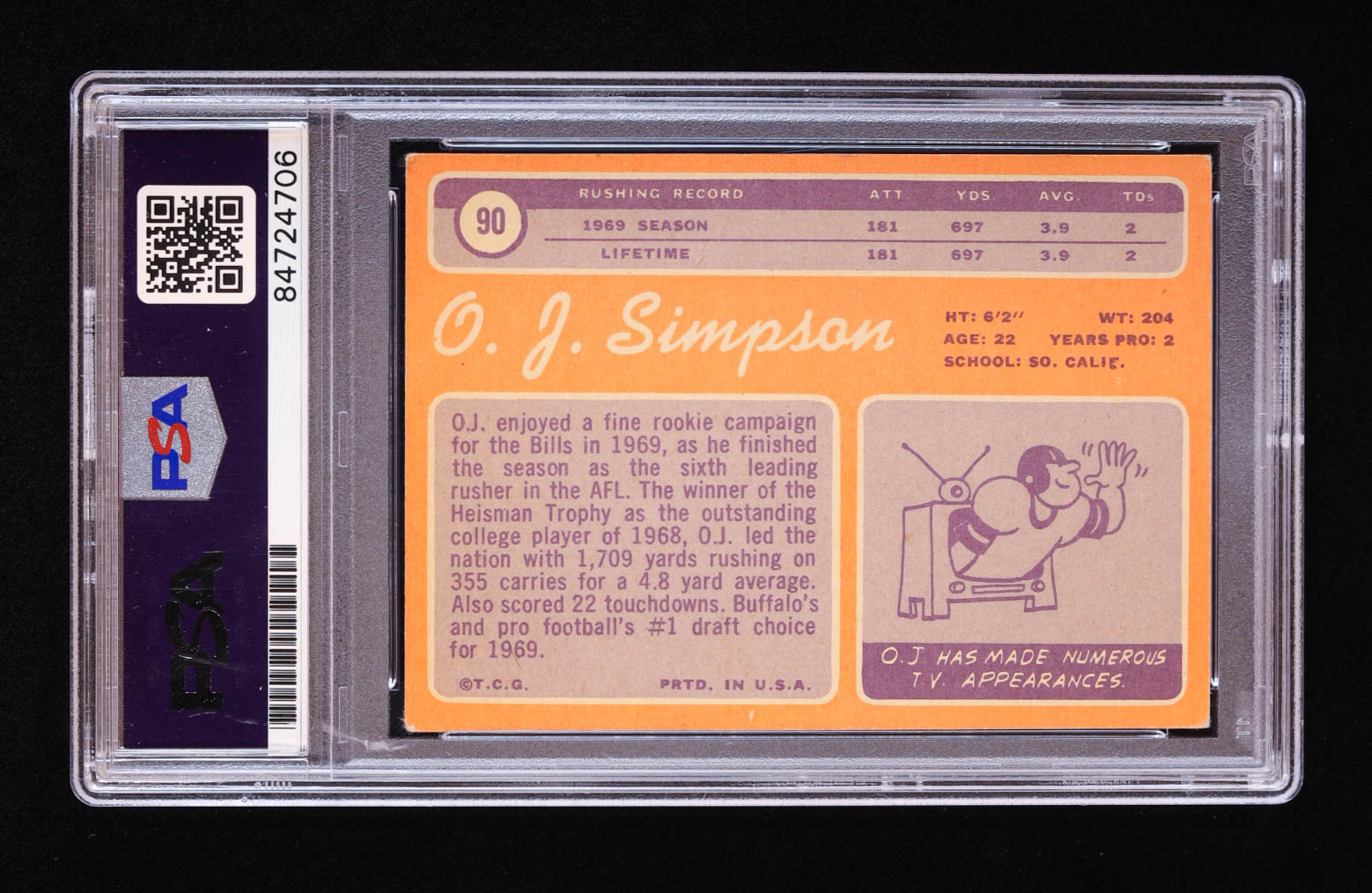 O. J. Simpson Signed 1970 Topps #90 RC (PSA) at PristineAuction.com O. J. Simpson Signed 1970 Topps #90 RC (PSA) at PristineAuction.com
