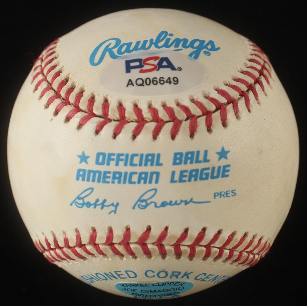 Joe DiMaggio Signed OAL Baseball With Display Case (PSA) at PristineAuction.com Joe DiMaggio Signed OAL Baseball With Display Case (PSA) at PristineAuction.com