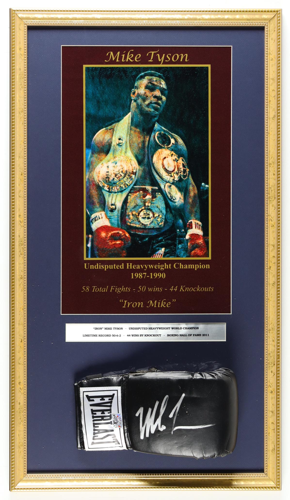 Mike Tyson Signed Custom Framed Everlast Boxing Glove Display (Tyson) at PristineAuction.com Mike Tyson Signed Custom Framed Everlast Boxing Glove Display (Tyson) at PristineAuction.com