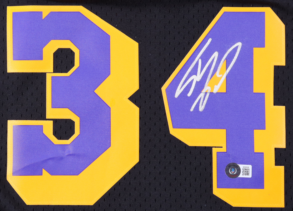 Shaquille O'Neal Signed Lakers Mitchell & Ness Jersey (Beckett) at PristineAuction.com Shaquille O'Neal Signed Lakers Mitchell & Ness Jersey (Beckett) at PristineAuction.com