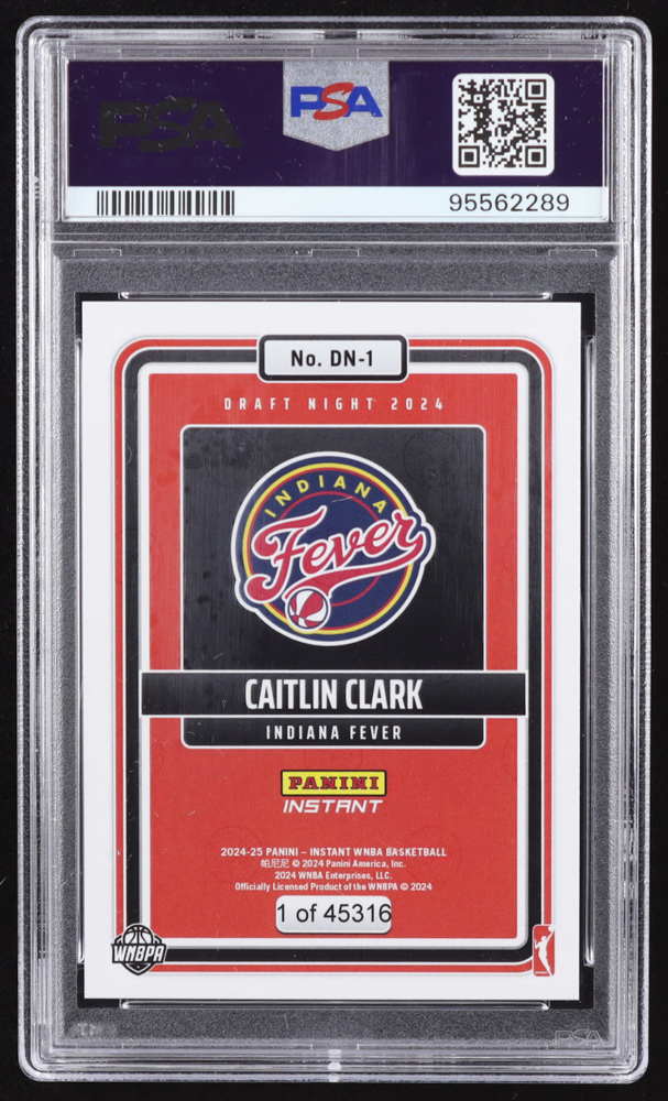 Caitlin Clark 2024-25 Panini Instant Draft Night #DN1 RC (PSA 10) at PristineAuction.com Caitlin Clark 2024-25 Panini Instant Draft Night #DN1 RC (PSA 10) at PristineAuction.com