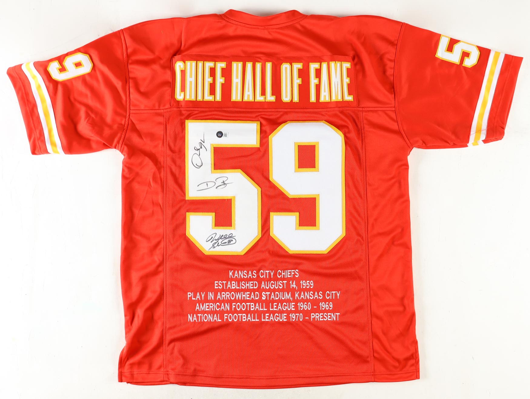 Dwayne Bowe, Derrick Johnson & Will Shields Signed Career Highlight Stat Jersey (Beckett) at PristineAuction.com Dwayne Bowe, Derrick Johnson & Will Shields Signed Career Highlight Stat Jersey (Beckett) at PristineAuction.com