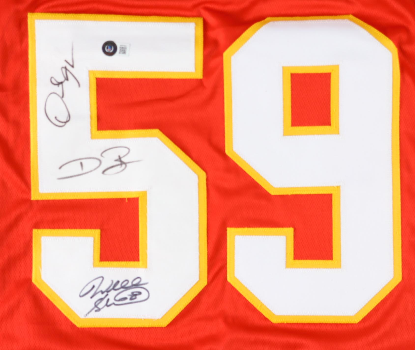 Dwayne Bowe, Derrick Johnson & Will Shields Signed Career Highlight Stat Jersey (Beckett) at PristineAuction.com Dwayne Bowe, Derrick Johnson & Will Shields Signed Career Highlight Stat Jersey (Beckett) at PristineAuction.com