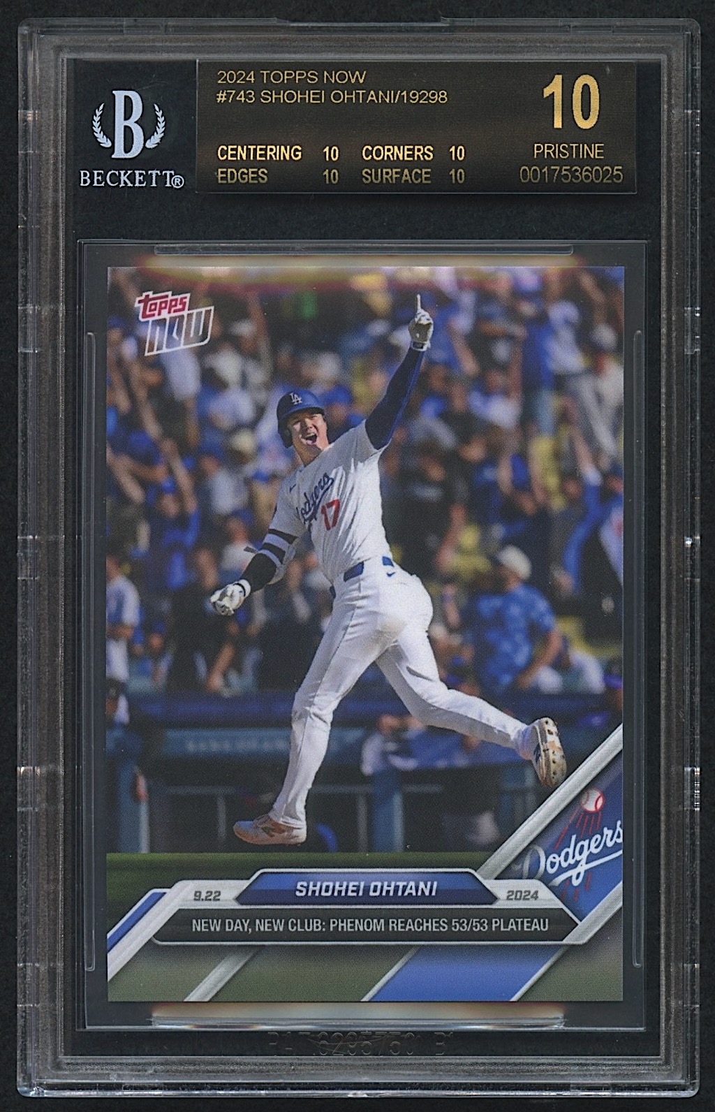 Shohei Ohtani 2024 Topps Now #743 | 53/53 Club (BGS Black Label 10) at PristineAuction.com Shohei Ohtani 2024 Topps Now #743 | 53/53 Club (BGS Black Label 10) at PristineAuction.com