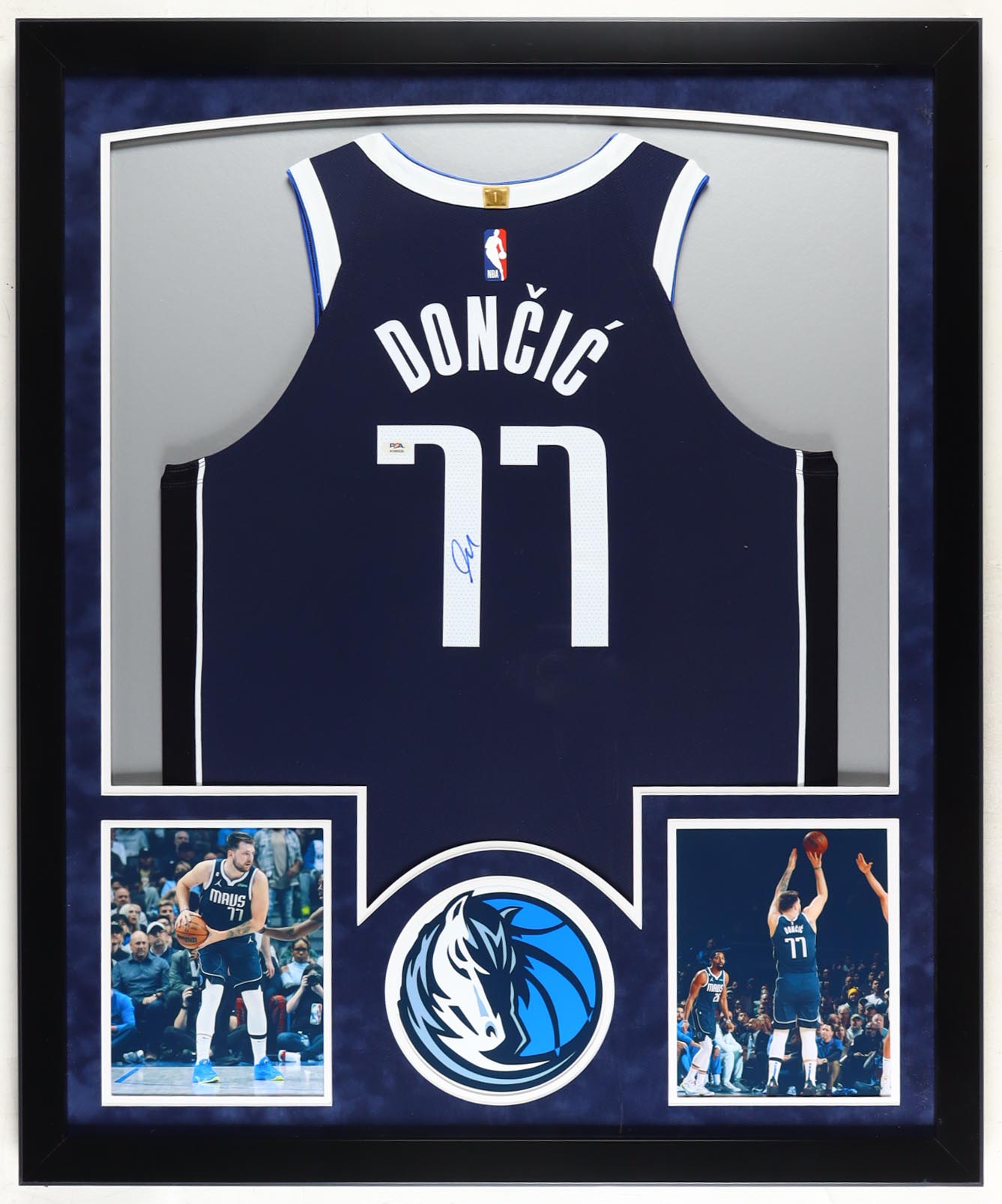 Luka Doncic Signed Mavericks Custom Framed Jersey Display (PSA) at PristineAuction.com Luka Doncic Signed Mavericks Custom Framed Jersey Display (PSA) at PristineAuction.com