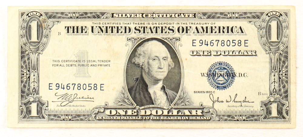 1935-C United States $1 One Dollar Silver Certificate - Blue Seal at PristineAuction.com 1935-C United States $1 One Dollar Silver Certificate - Blue Seal at PristineAuction.com