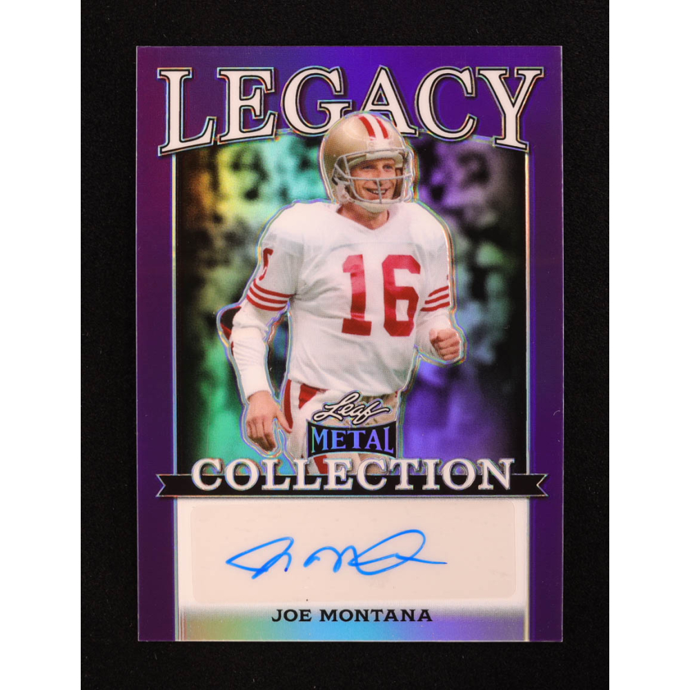 Joe Montana 2024 Leaf Legacy Collection #BA-JM9 Autograph Purple Prismatic SP Variation #7/10 at PristineAuction.com