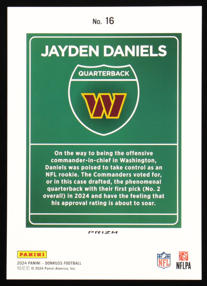 Jayden Daniels 2024 Panini Donruss Football Oversized Downtown Jumbo #16 RC at PristineAuction.com Jayden Daniels 2024 Panini Donruss Football Oversized Downtown Jumbo #16 RC at PristineAuction.com