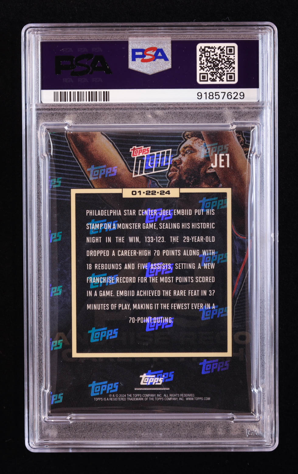 Joel Embiid 2023 Topps Now #JE1 (PSA 10) at PristineAuction.com Joel Embiid 2023 Topps Now #JE1 (PSA 10) at PristineAuction.com