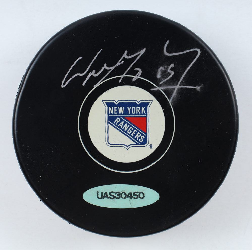 Wayne Gretzky Signed Rangers Logo Hockey Puck (Steiner, Fanatics & UDA) at PristineAuction.com Wayne Gretzky Signed Rangers Logo Hockey Puck (Steiner, Fanatics & UDA) at PristineAuction.com