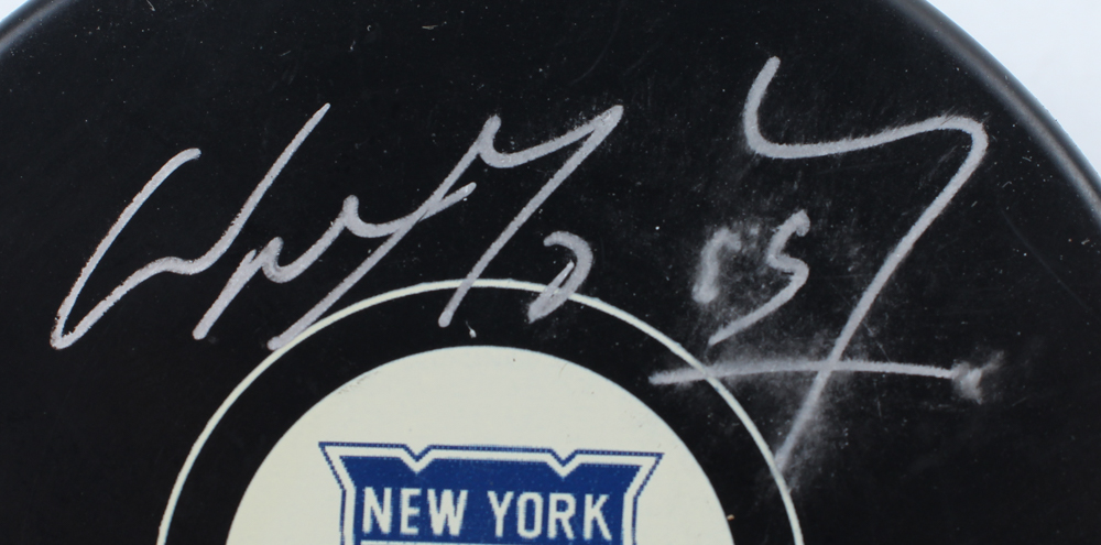 Wayne Gretzky Signed Rangers Logo Hockey Puck (Steiner, Fanatics & UDA) at PristineAuction.com Wayne Gretzky Signed Rangers Logo Hockey Puck (Steiner, Fanatics & UDA) at PristineAuction.com