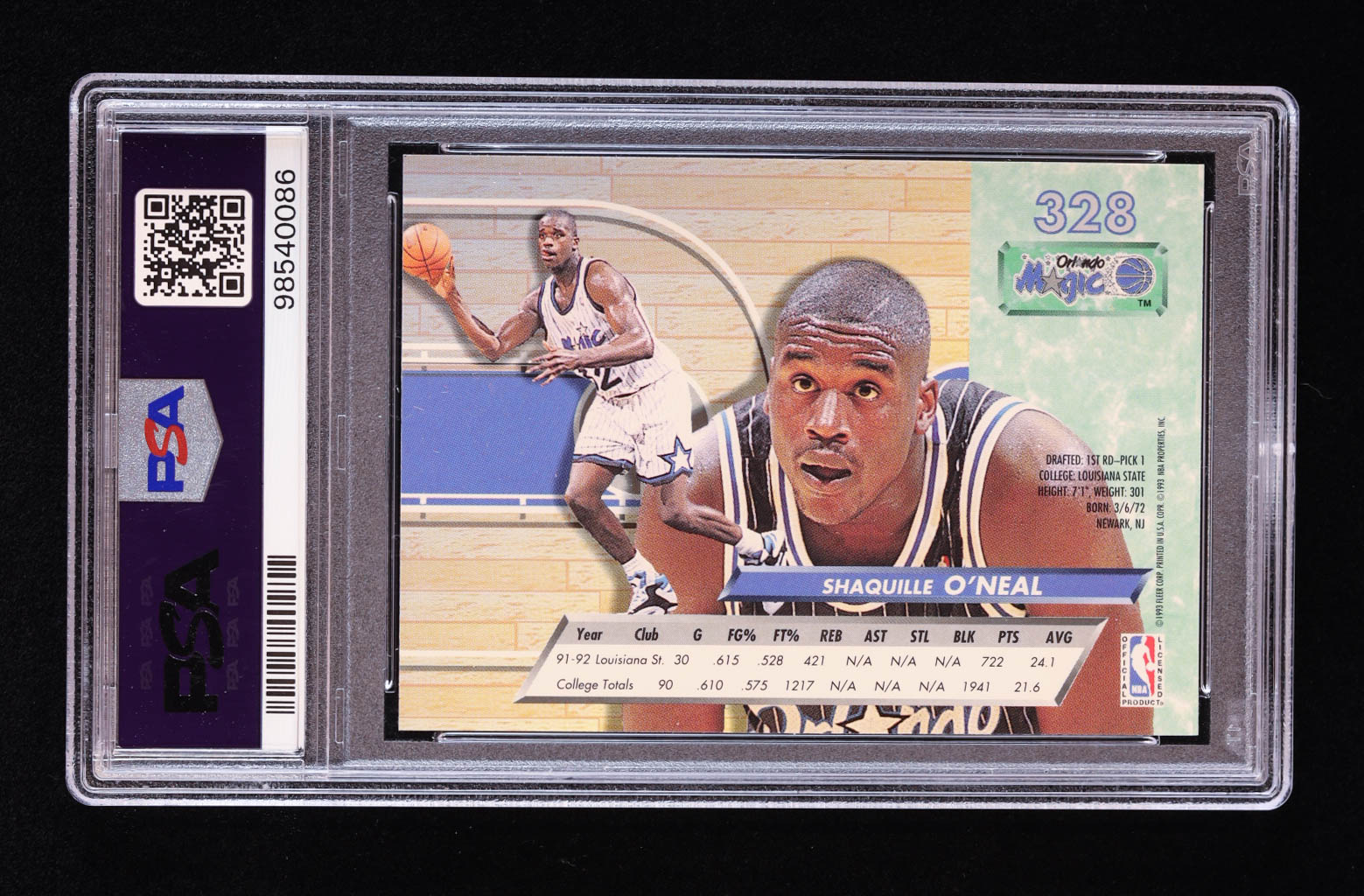 Shaquille O'Neal 1992-93 Ultra #328 RC (PSA 9) at PristineAuction.com Shaquille O'Neal 1992-93 Ultra #328 RC (PSA 9) at PristineAuction.com