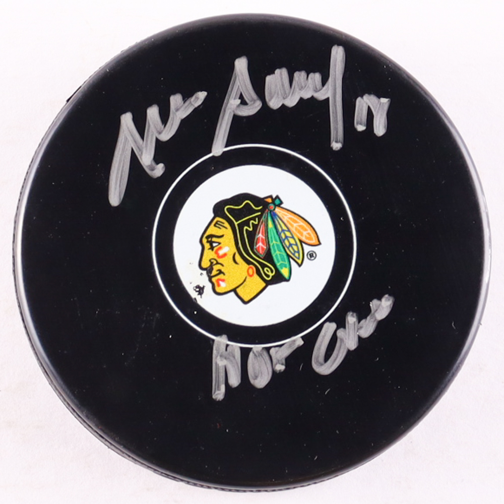 Denis Savard Signed Blackhawks Logo Hockey Puck Inscribed "HOF 2000" (PSA) at PristineAuction.com Denis Savard Signed Blackhawks Logo Hockey Puck Inscribed "HOF 2000" (PSA) at PristineAuction.com